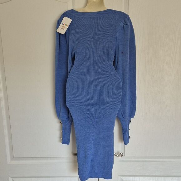 Chic Long Sleeve Sweater Blue Dress - Picture 3 of 16